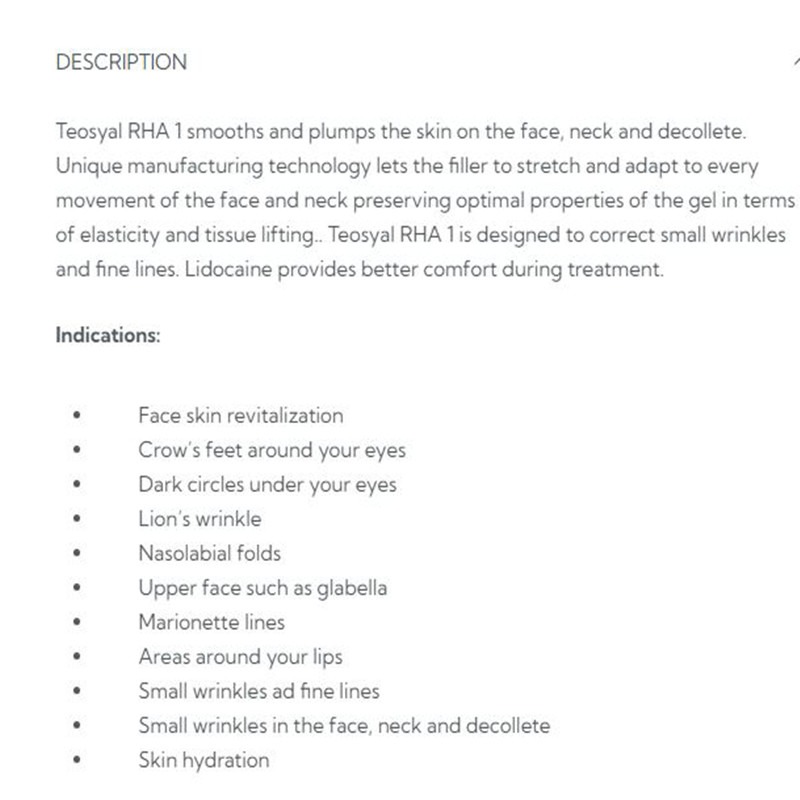 Teoxane Teosyal RHA 1 Teoxane Teosyal RHA 1